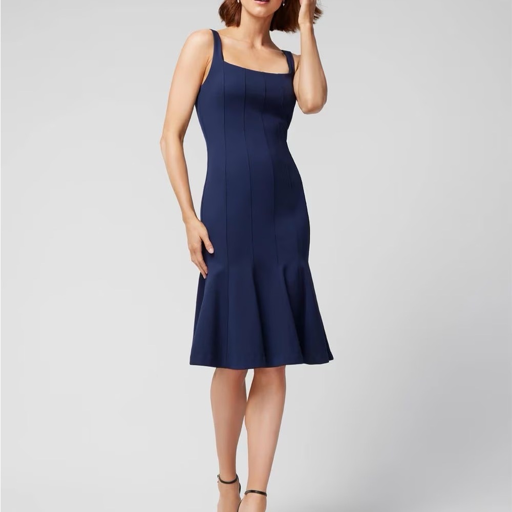 White House Black Market Blue Sheath Midi Dress